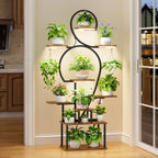 Plant Stand Indoor with Grow Light, 9-Tiered 63' Tall Indoor Plant Shelves for Multiple Plants, Large Metal Plant Shelf, Lighted Plant Stand for Indoor, Balcony, Living Room - Grand Goldman Shop