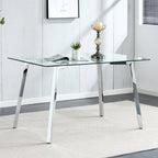 Glass Dining Table Modern Minimalist Rectangular  for 4-6 with 0.31' Tempered Glass Tabletop and plating Metal Legs, Writing Table Desk, for Kitchen Dining Living Room, 51' W x 31'D x 30' H 1123 - Grand Goldman Shop