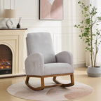 27.2'W Rocking Chair for Nursery, Polyester Glider Chair with High Back and Side Pocket, Rocking Accent Armchair with Rubber Wood Legs for Living Room/Bedroom.Light Gray - Grand Goldman Shop