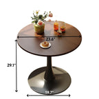 Walnut Round Table, Modern Dining Table, Dining Table, MDF Top and Steel Base Tulip Round Kitchen Table, Kitchen Table, Mid Century Coffee Table for Living Room 24 Inch, Oval Dining Table - Grand Goldman Shop