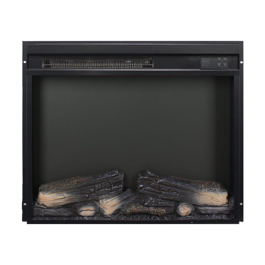 23 inch electric fireplace insert, ultra thin heater with log set & realistic flame, remote control with timer, overheating protection - Grand Goldman Shop