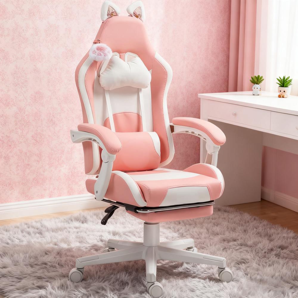Gaming Chair with Footrest,Racing Gamer Chair, Headrest and Lumbar Support, For Home and Office | Premium Home Decor - Grand 
