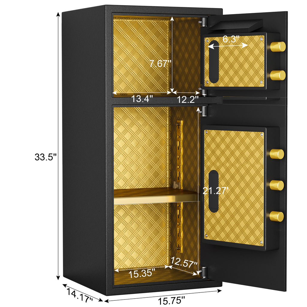 Large Double-door Coin-operated Safe,Digital Security Safe with Fireproof and Waterproof Bag,7.0 Cubic Feet Safe Box with Hid