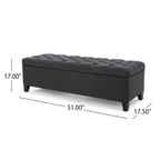 Glouster Contemporary Storage Ottoman V2 with Button-Tufted Diamond Stitching in Dark Gray Fabric - Grand Goldman Shop