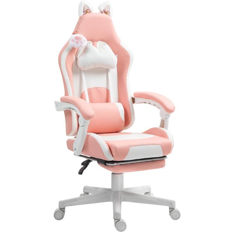 Gaming Chair with Footrest,Racing Gamer Chair, Headrest and Lumbar Support, For Home and Office - Grand Goldman