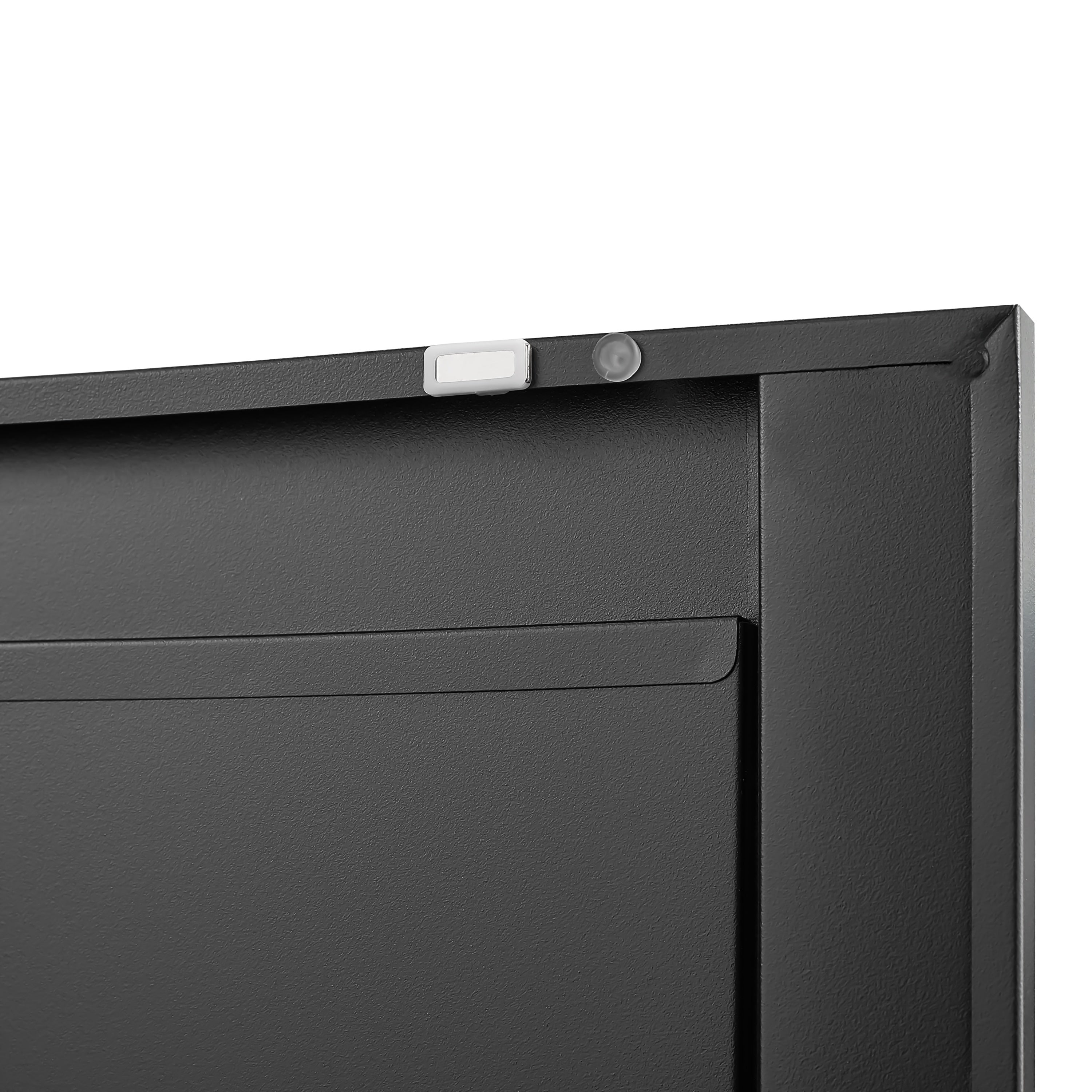 Black Metal Kitchen Pantry Cabinet with Adjustable Shelves and Gold Handles, Tall Steel Storage Locker for Kitchen, Living Ro