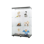 Two-door Glass Display Cabinet 3 Shelves with Door, Floor Standing Curio Bookshelf for Living Room Bedroom Office, 49.3'*31.7