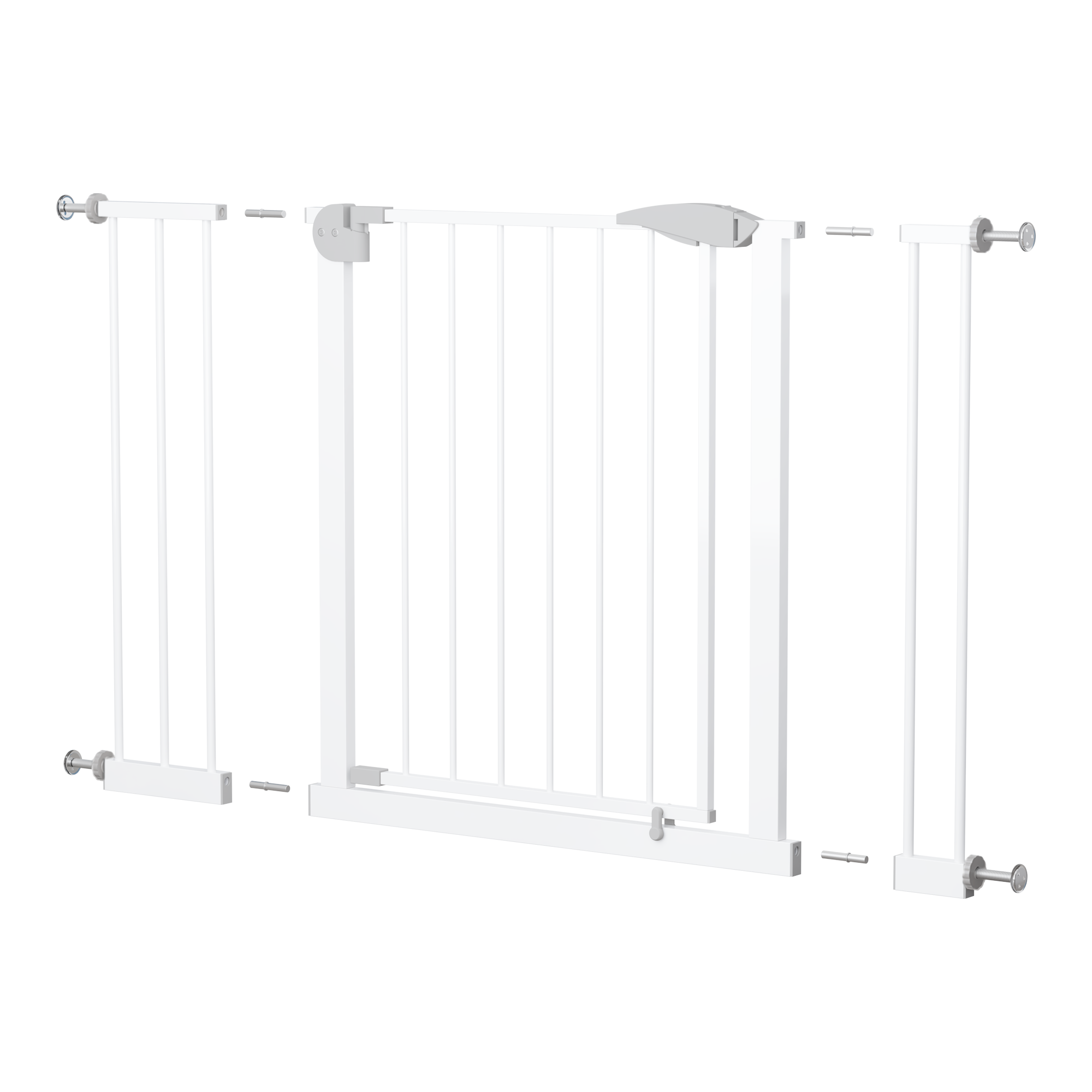 White Pressure-Mounted Baby Gate for Stairs, 29.5-44.1' Wide, Steel and ABS Construction, Easy Walk-Through Design for Kids a