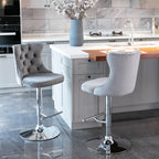 A&A Furniture,Swivel Velvet Barstools Adjusatble Seat Height from 25-33 Inch, Modern Upholstered Chrome base Bar Stools with Backs Comfortable Tufted for Home Pub and Kitchen Island（Gray,Set of 2） - Grand Goldman Shop