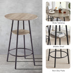 Round bar stool set with shelf, upholstered stool with backrest Grey, 23.62'' W x 23.62'' D x 35.43'' H. - Grand Goldman Shop