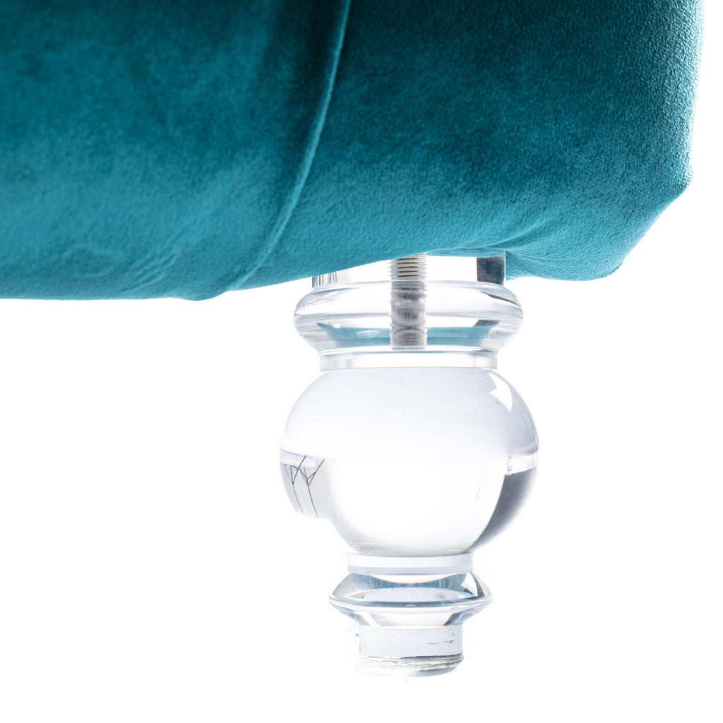 Velvet Chaise Lounge Indoor, Button-Tufted Upholstered Chaise Lounge Chair with Pillow, Teal Velvet, 63.38 inch - Grand Goldman Shop