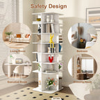 7-Tier Square Rotating Shoe Rack Tower with 360° Spinning Organizer, White - Grand Goldman Shop