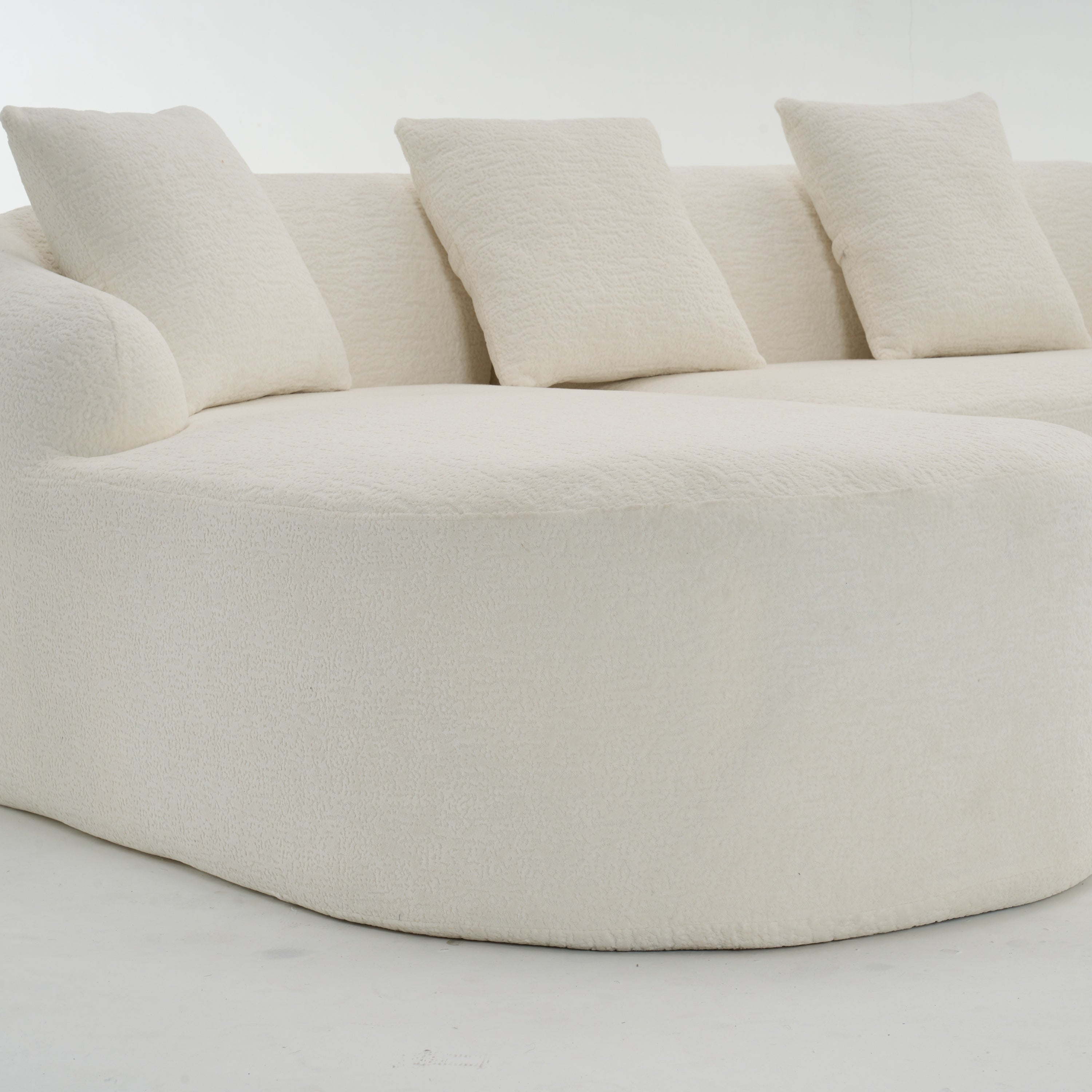 Boneless L-Shape Sectional Sofa with Curved Chaise,White Modular Chenille Compression Couch,30D High-Density Foam,Minimalist Modular Couches Sleeper for Living Room Bedroom Apartment Lounge. - Grand Goldman Shop