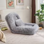 [NEW ARRIVED] [VIDEO PROVIDED] Human Dog Bed,Lazy Sofa,5-Position Adjustable Convertible,Floor Gaming Chair,bedroom, living room,Suitable for gaming, meditation,relaxation,Plush Fabric,Light Gray - Grand Goldman Shop