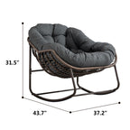 Outdoor Rattan Rocking Chair,Padded Cushion Rocker Recliner Chair Outdoor for Front Porch, Living Room, Patio, Garden, Grey - Grand Goldman Shop