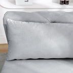 Grey Chaise Lounge Indoor, Velvet Lounge Chair for Bedroom with Storage & Pillow, Modern Upholstered Rolled Arm Chase Lounge for Sleeping with Nailhead Trim for Living Room Bedroom Office - Grand Goldman Shop