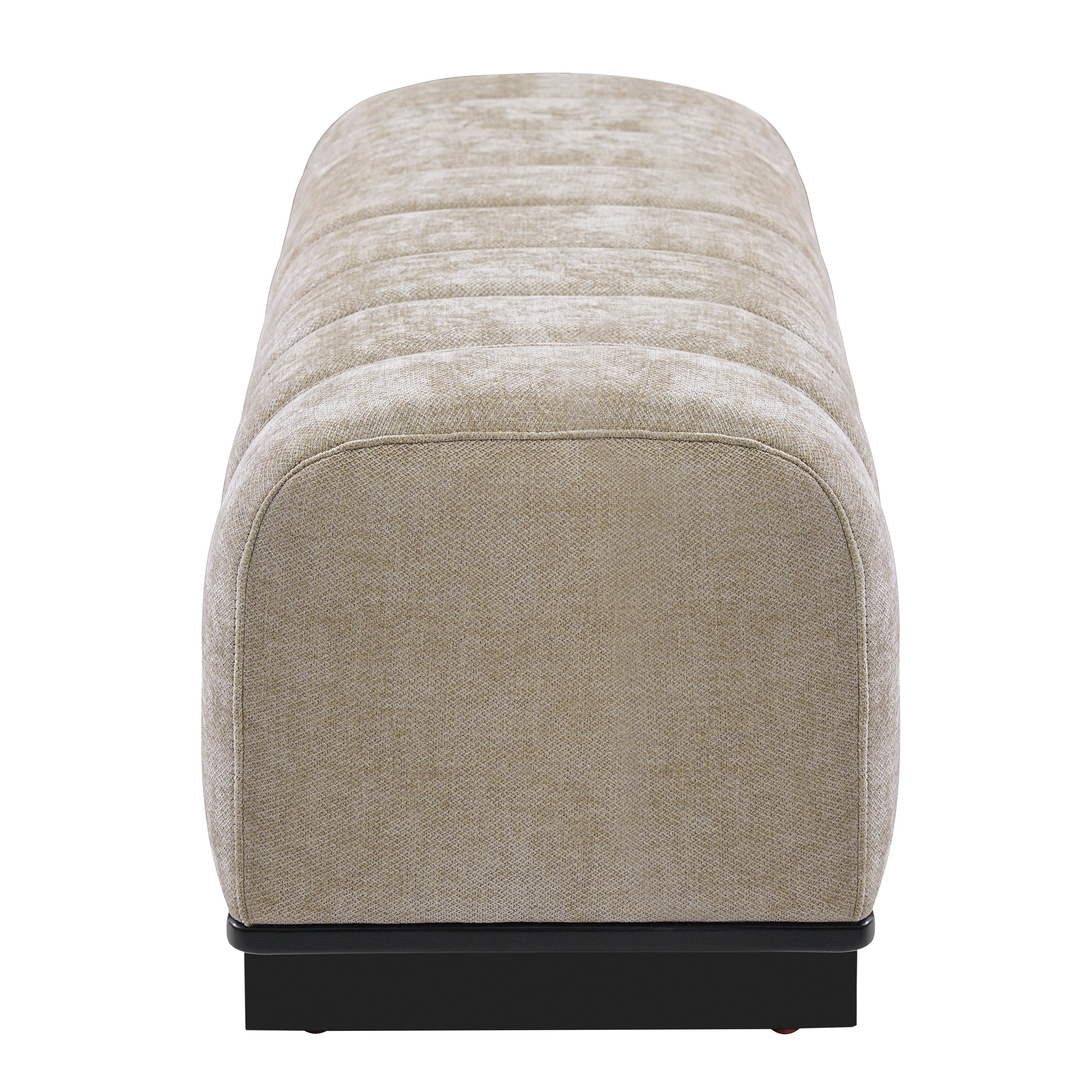Indoor Dining Bench in Oatmeal Chenille Fabric with Rubber Wood Legs, Comfortable Seating for Dining Room or Living Area - Grand Goldman Shop