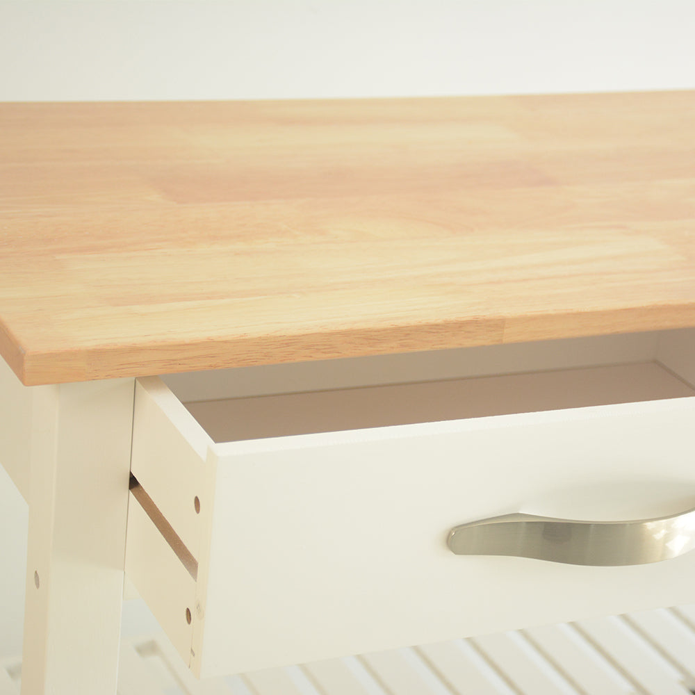 Kitchen Island & Kitchen Cart, Rubber Wood Top, Mobile Kitchen Island with Two Lockable Wheels, Simple Design for Easy Storing and Fetching, Two Drawers Give Unique Storage for Special Utensil. - Grand Goldman Shop