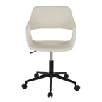 Contemporary Task Chair in Black Metal and Cream Faux Leather - Grand Goldman