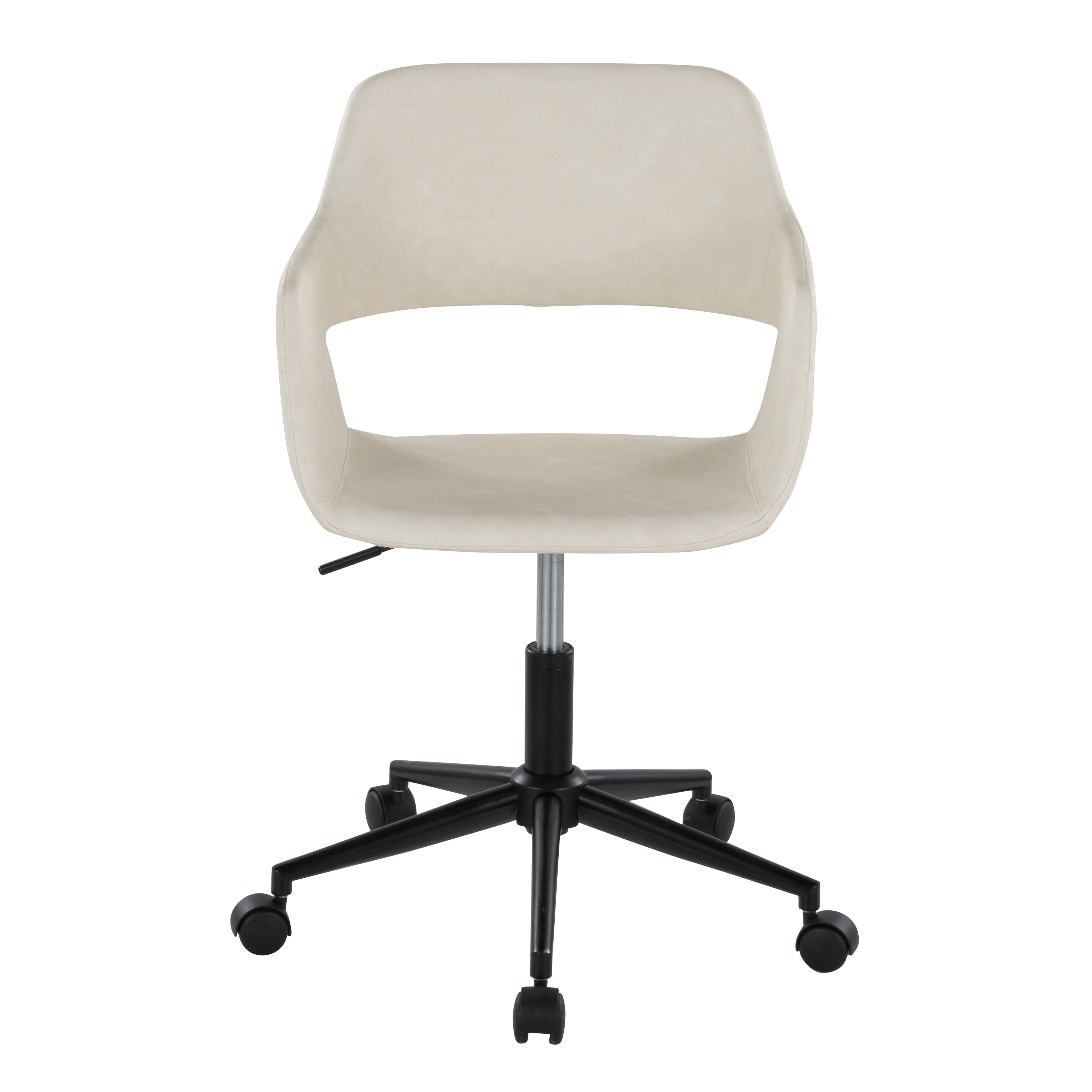 Contemporary Task Chair in Black Metal and Cream Faux Leather - Grand Goldman