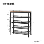 Industrial shoe rack, adjustable country style 5-layer shoe rack storage rack, with 4 mesh shelves, suitable for entrance, living room, bedroom and porch - Grand Goldman Shop