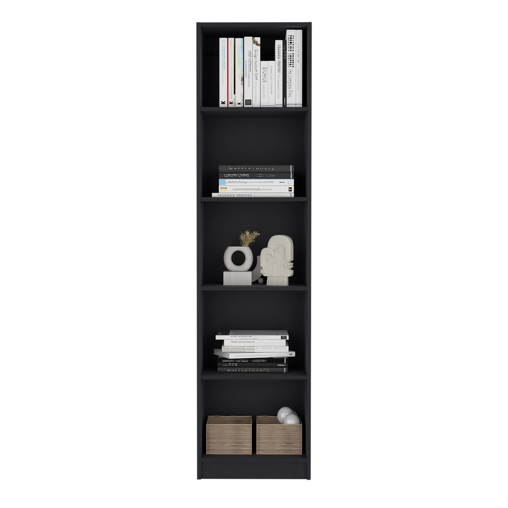 Home Xs Bookcase with 5-Tier Shelves and Slim Design -Black -Office - Grand Goldman