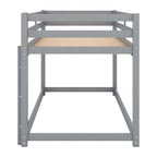 Gray Twin Over Twin Floor Bunk Bed with Ladder, Solid Pine Wood, 79.1''L x 42''W x 46.5''H - Grand Goldman Shop