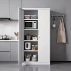 71'H Metal Garage Storage Cabinet, White Tool Steel Locking Cabinet with Doors and 4 Adjustable Shelves, Tall Cabinets for Ga