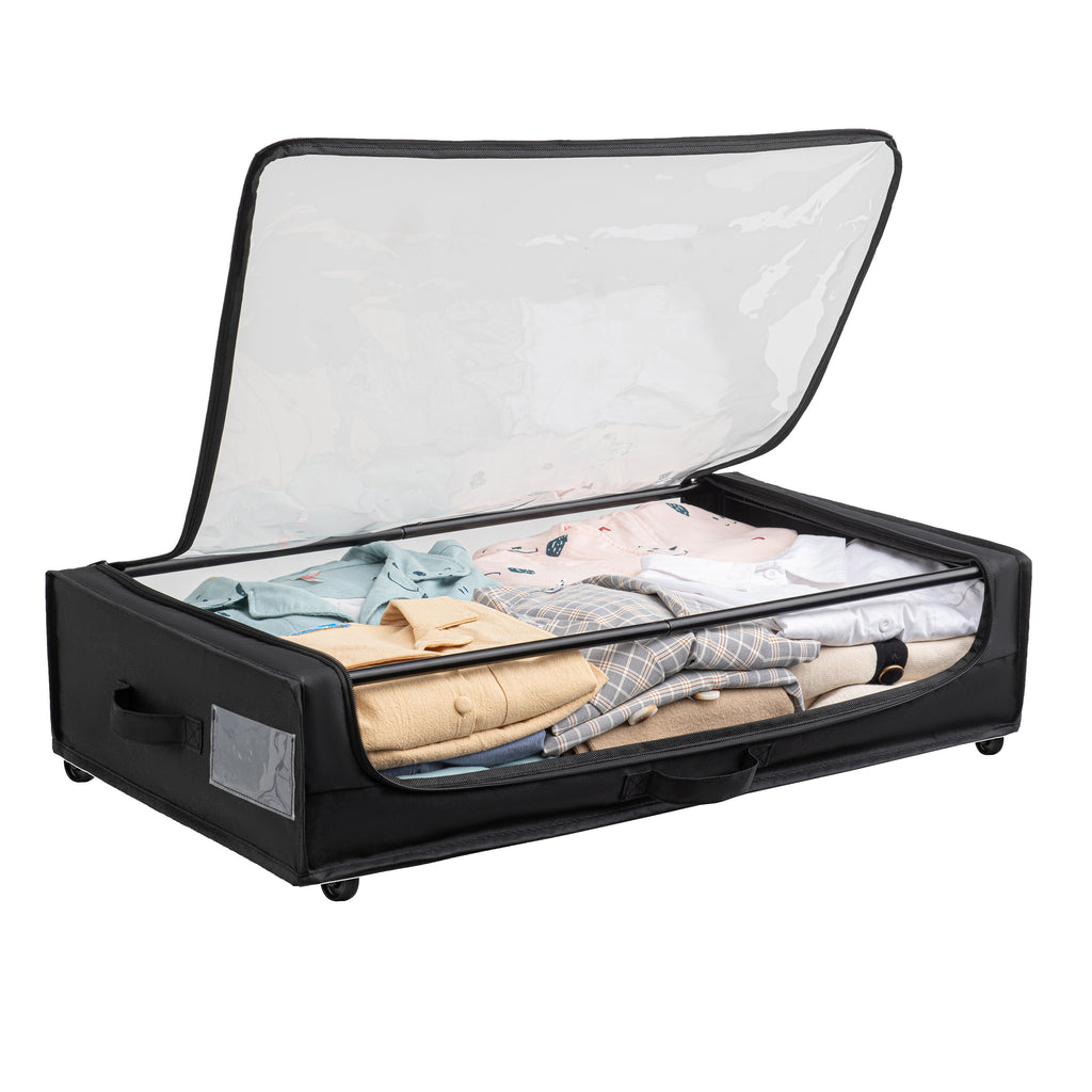 Set of 2 Under-Bed Rolling Storage Container with Transparent Cover, Versatile Space-Saving Design, and Smooth-Glide Multi-Directional Wheels – Ideal for Organizing Clothes, Shoes, and More - Grand Goldman Shop