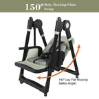 Convertible Baby High Chair to Rocker with 5-Point Harness, Foldable Infant Feeding Chair in Dark Green with Removable 2-Tier