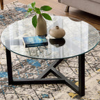 size:18.11 inch.Tempered glass table top round transparent table surface round glass table top round glass sheet. - Grand Goldman Shop