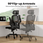 Ergonomic Office Chair, Home Office Desk Chair with Headrest, High Back Computer Chair with Armrests and Adjustable Lumbar Su
