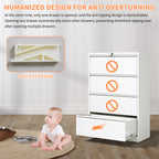 4 Drawer Lateral File Cabinet, Heavy Duty Metal Filing Cabinet, 35.4 Inch Wide Locking File Cabinet for Home Office, Space-Sa