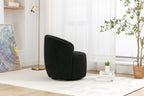 Teddy Fabric Swivel Accent Armchair Barrel Chair With Black Powder Coating Metal Ring,Black - Grand Goldman Shop