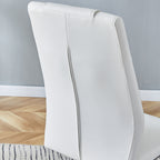 Modern Dining Chairs with Faux Leather Padded Seat Upholstered Chair with Metal Legs Design Set of 6 White PU - Grand Goldman Shop