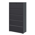 5 Drawer Metal Lateral File Cabinet , Black Filing Cabinet with Lock, Lockable File Cabinet for Home Office, Locking Metal Fi
