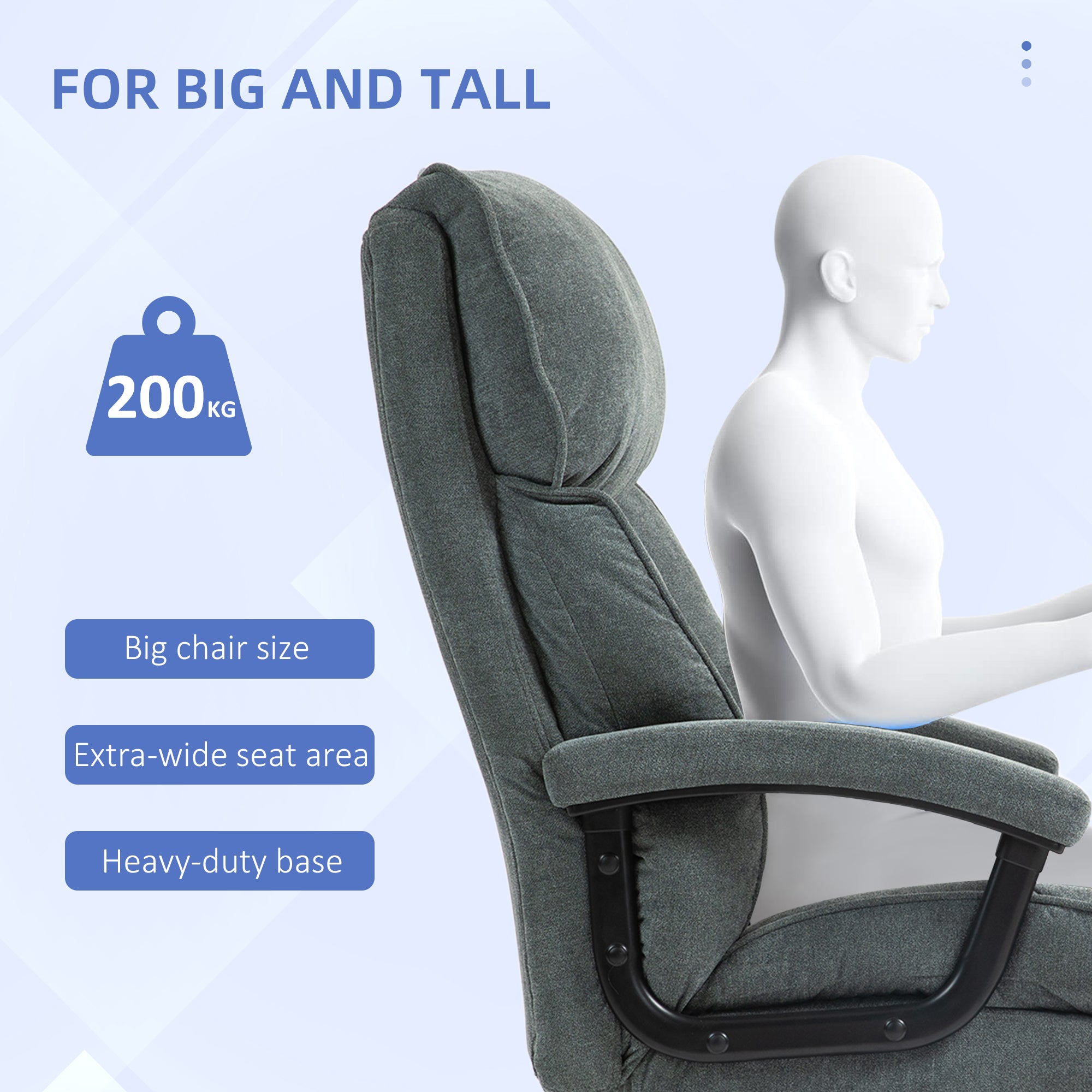 HOMCOM Big and Tall Office Chair, Up to 450 lbs. Heavy Duty High Back Desk Chair with Swivel Wheels, Executive Computer Chair