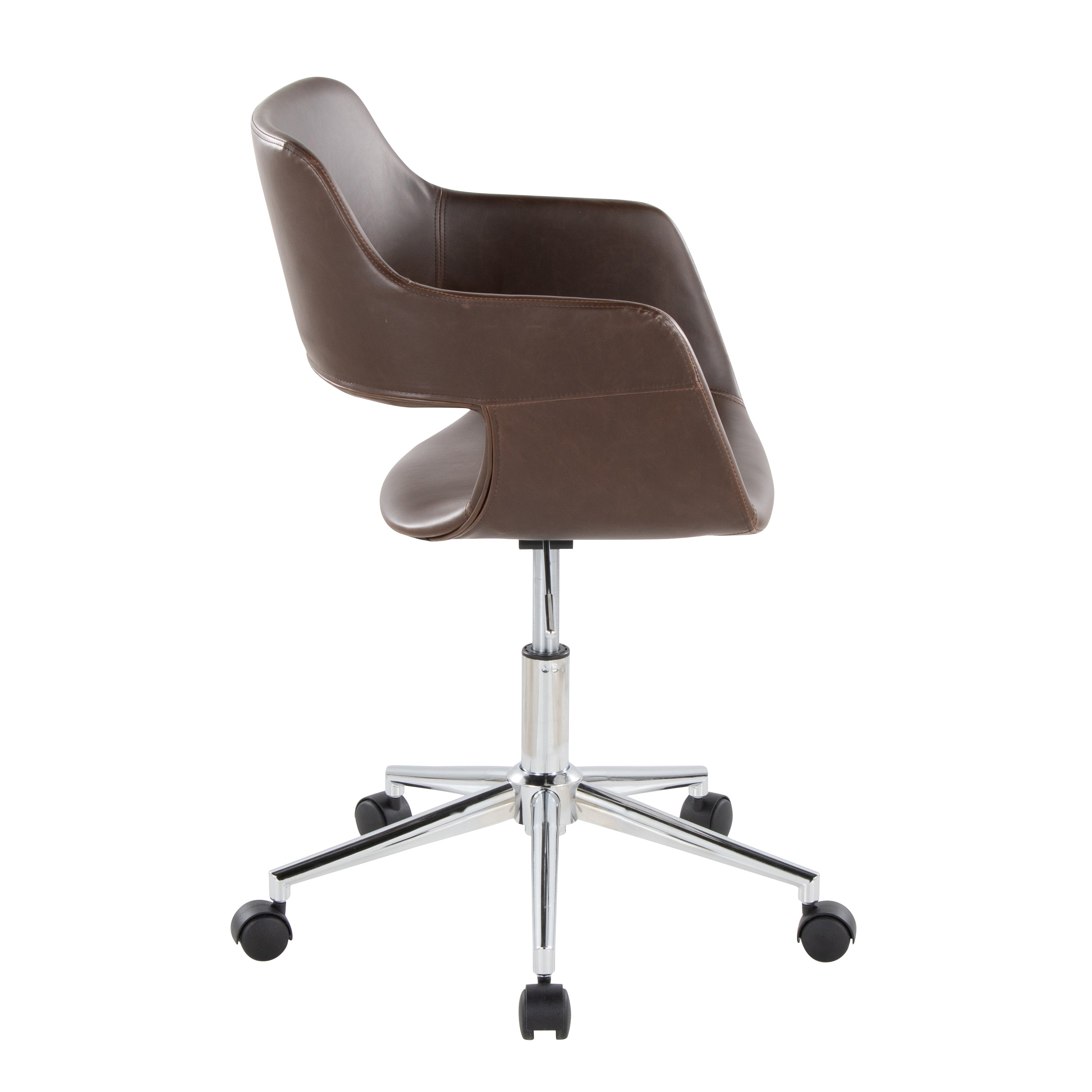 Contemporary Task Chair in Chrome Metal and Espresso Faux Leather | Premium Home Decor - Grand Goldman