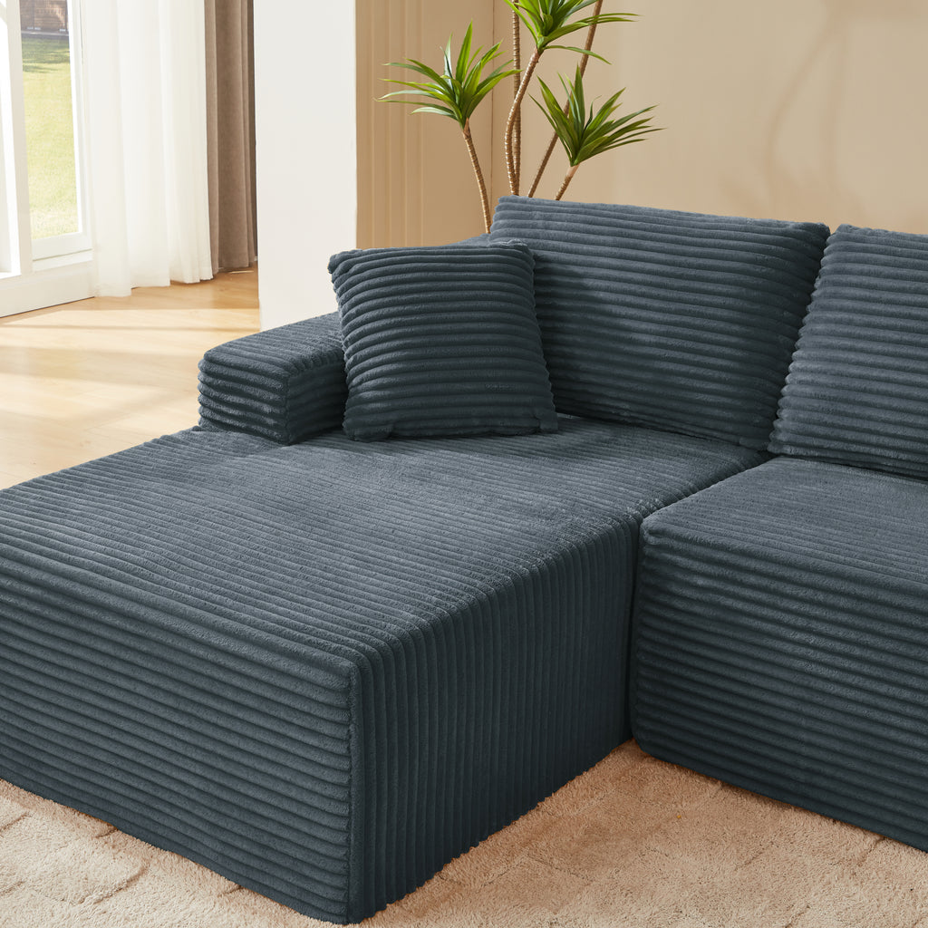 L-Shaped Cloud Sectional Sofa with Deep Seat,No Assembly Required,Modular Couches Sleeper for Living Room,Bedroom,Apartment,Dark Grey - Grand Goldman Shop