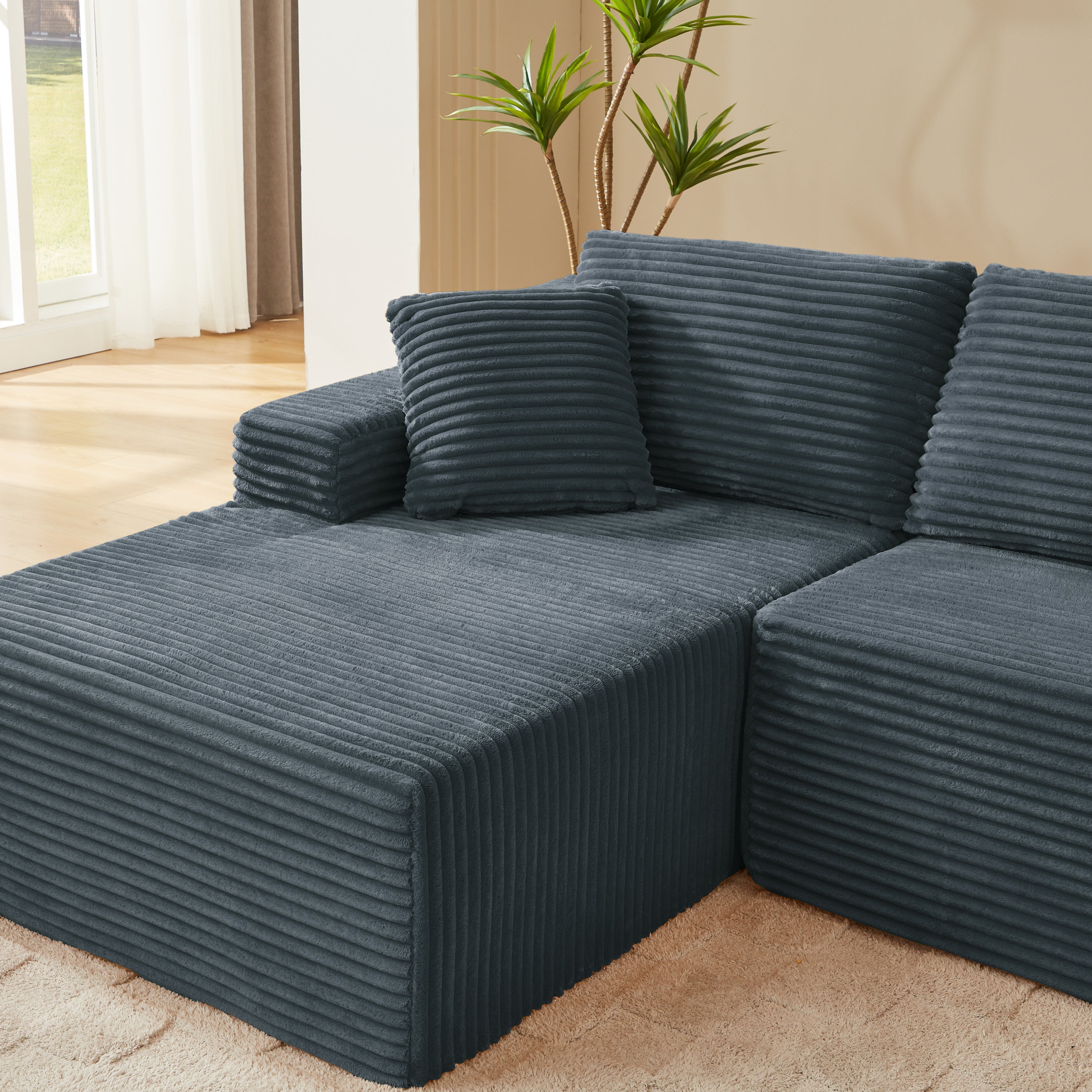 L-Shaped Cloud Sectional Sofa with Deep Seat,No Assembly Required,Modular Couches Sleeper for Living Room,Bedroom,Apartment,Dark Grey - Grand Goldman Shop