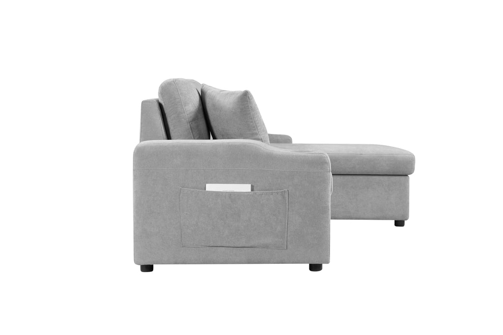 MEGA convertible corner sofa with armrest storage, living room and apartment sectional sofa, right chaise longue and grey - Grand Goldman Shop