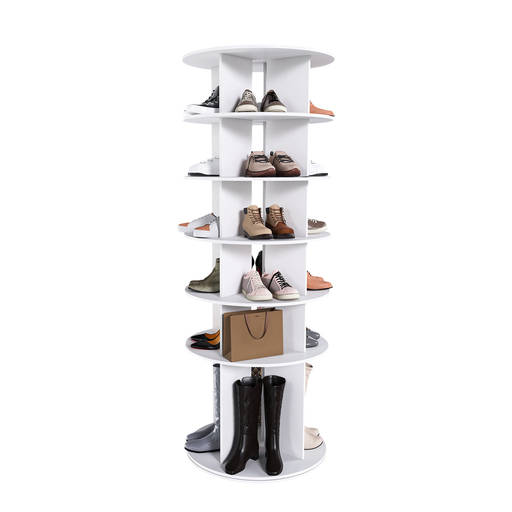 6-Tier Spinning Shoe Rack, Free Standing 360° Revolving Shoe Organizer,white - Grand Goldman Shop