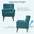 Modern Accent Chair Upholstered Foam Filled Living Room Chairs Comfy Reading Chair Mid Century Modern Chair with Chenille Fabric Lounge Arm Chairs Armchair for Living Room Bedroom (Teal) - Grand Goldman Shop