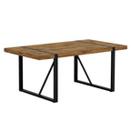 Rustic Industrial Rectangular Wood Dining Table For 4-6 Person, Thick Engineered Wood color Tabletop and Black Metal Legs,Desk For Kitchen Dining Living Room - Grand Goldman Shop