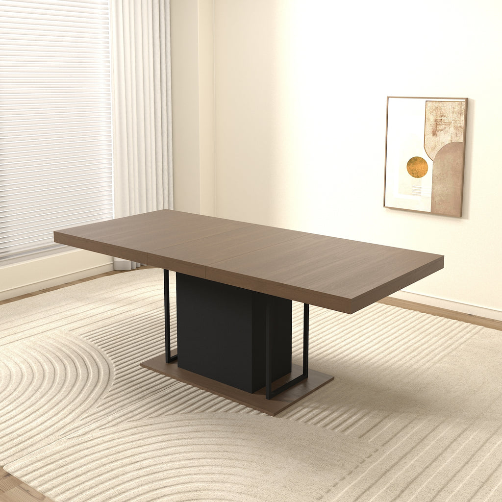Rectangle extendable dining table for 6-10 people aged effect wood and black 160-200 cm - Grand Goldman Shop