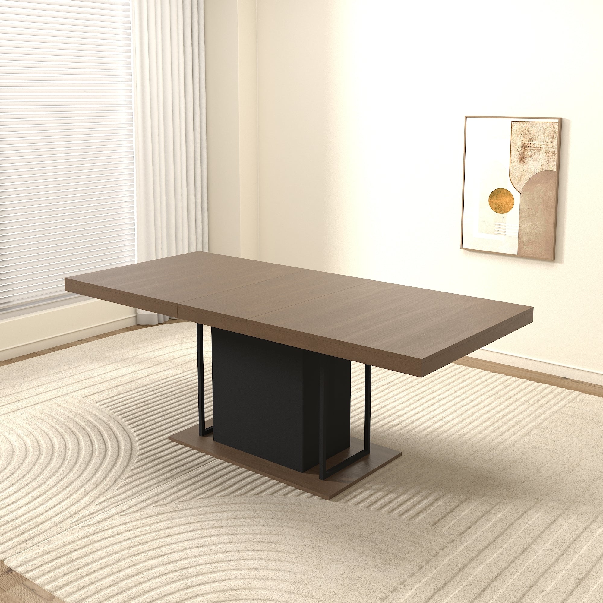Rectangle extendable dining table for 6-10 people aged effect wood and black 160-200 cm - Grand Goldman Shop