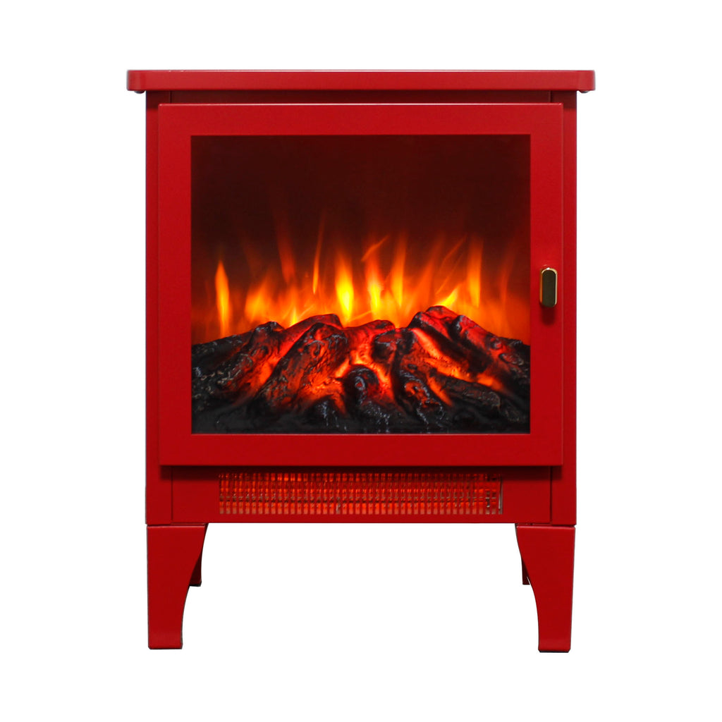 18 inch Freestanding Electric Fireplace Stove heater with 3D Flame effect,Classic Red - Grand Goldman Shop