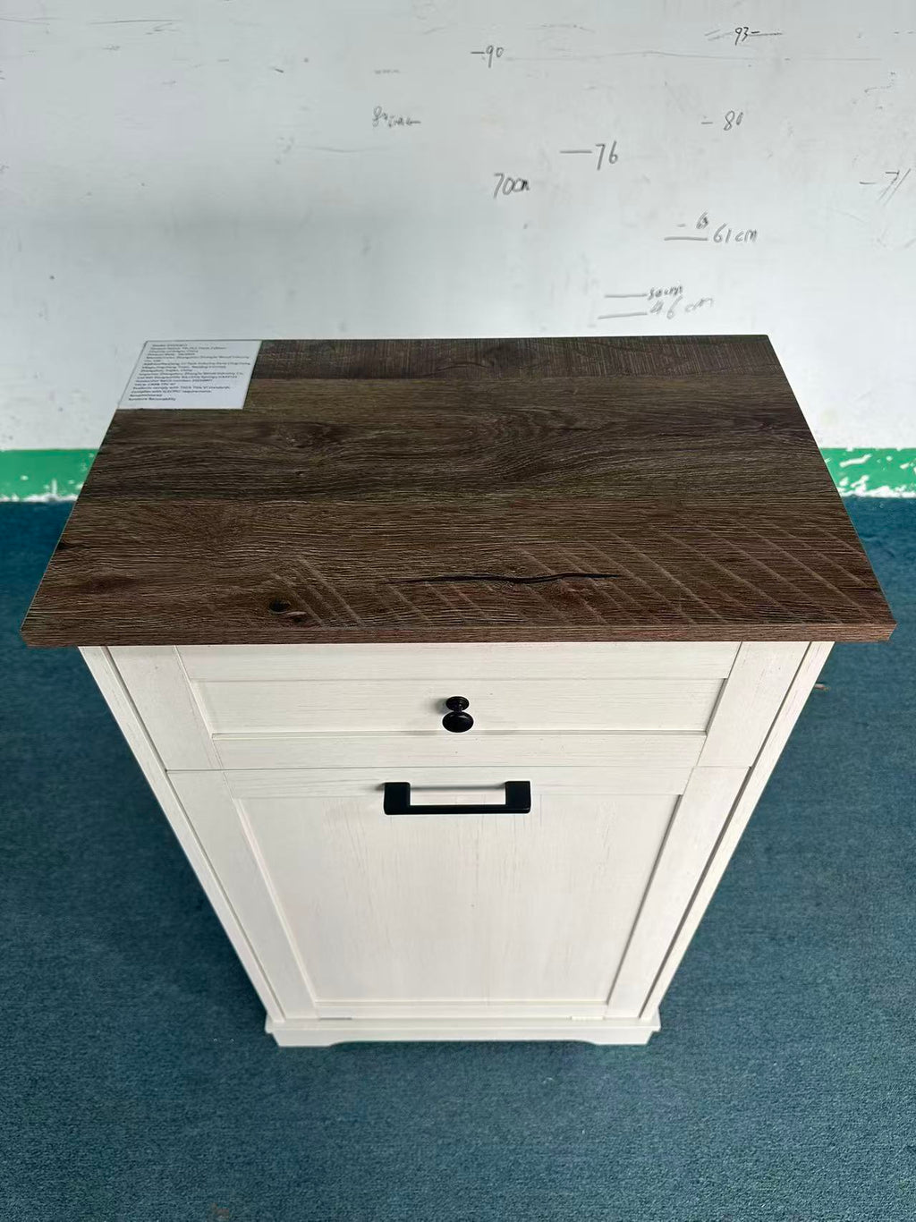 10 Gallon Tilt Out Trash Cabinet Freestanding Trash Bin Cabinet Wood Garbage Recycling Cabinet with Drawer Pet Proof Trash Can Holder for Kitchen Living Room, Antique White (Not include trash can) - Grand Goldman Shop