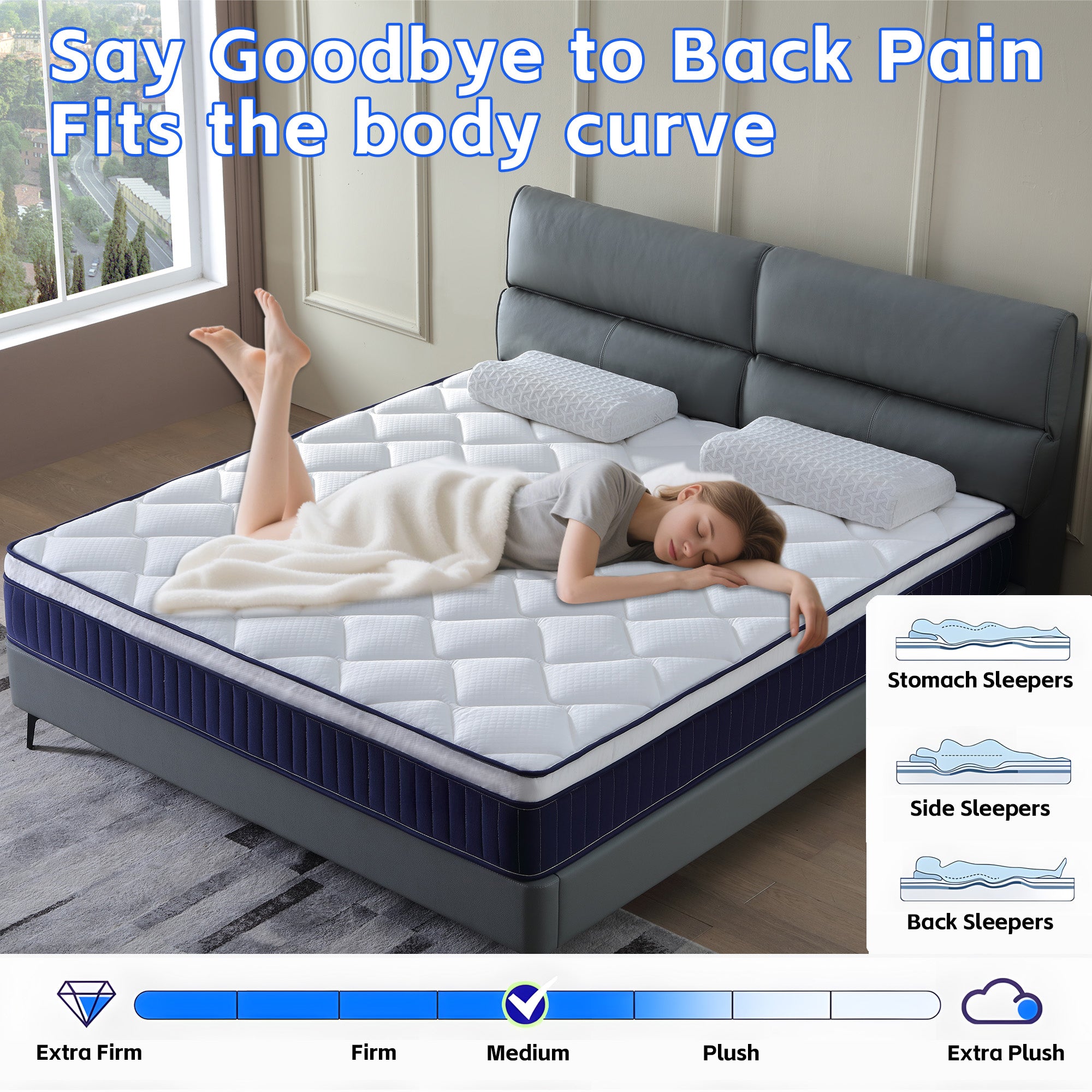 Cool 10 Inch Plush Gel Memory Foam Pocket Spring Hybrid Mattress In A Box With Certipur-US Certified Memory Foam - Grand Goldman Shop