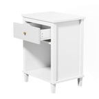 26.77''H White Wooden Nightstand with One Drawer and Shelf, Golden Handle, MDF Construction for Kids and Adults - Grand Goldman Shop
